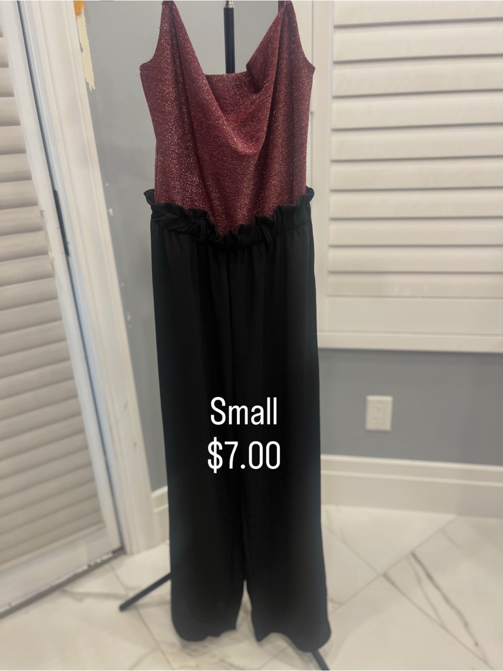 Sparkle Maroon and Black Jumpsuit - Small